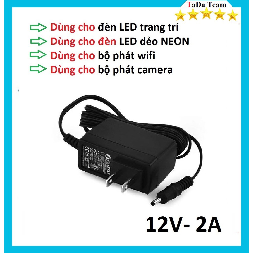 Ổ sạc 12V-2A dùng cho đèn LED trang trí, đèn LED NEON, bộ phát wifi, bộ camera..vv