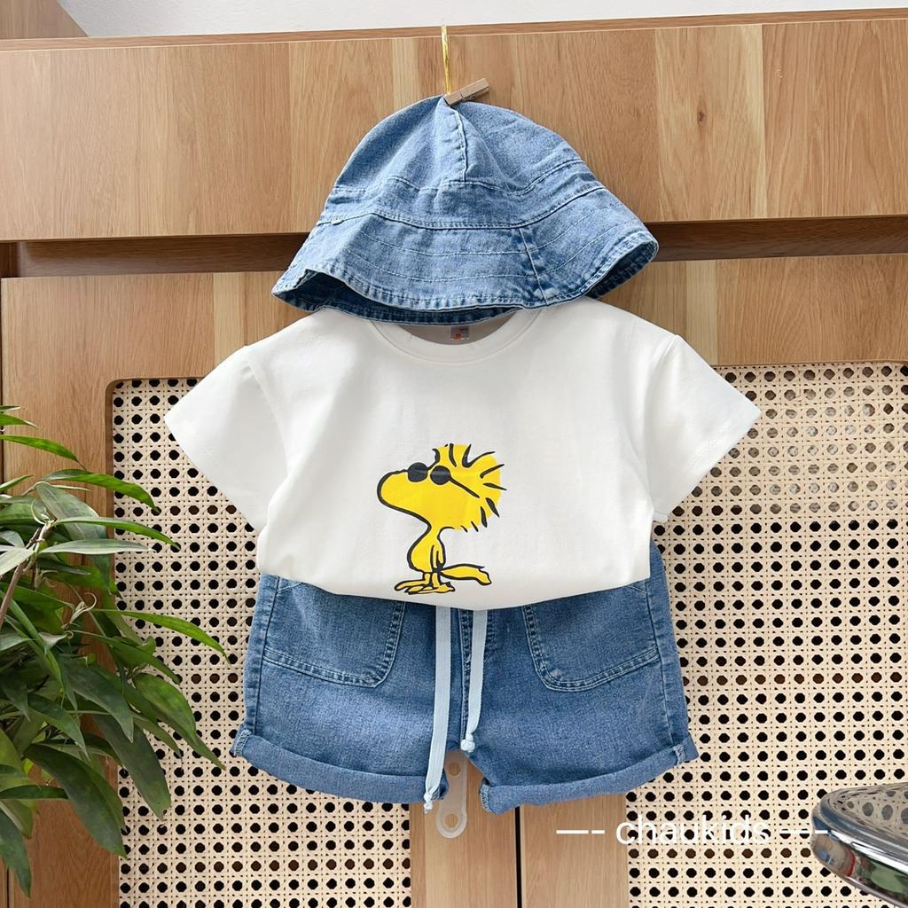 Bộ Quần Áo Cho Bé Trai, Bé Gái Cotton Quần Jeans Họa Tiết PEANUTS Dễ Thương, Đồ Bộ Cho Bé Mặc Đi Chơi Đi Học CK344