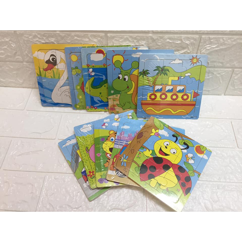 [Mã LIFETOYS1 giảm 30K đơn 99K] Bộ 5 Tranh Ghép Gỗ 2D Các Loài Động Vật Và Phương Tiện Giao Thông