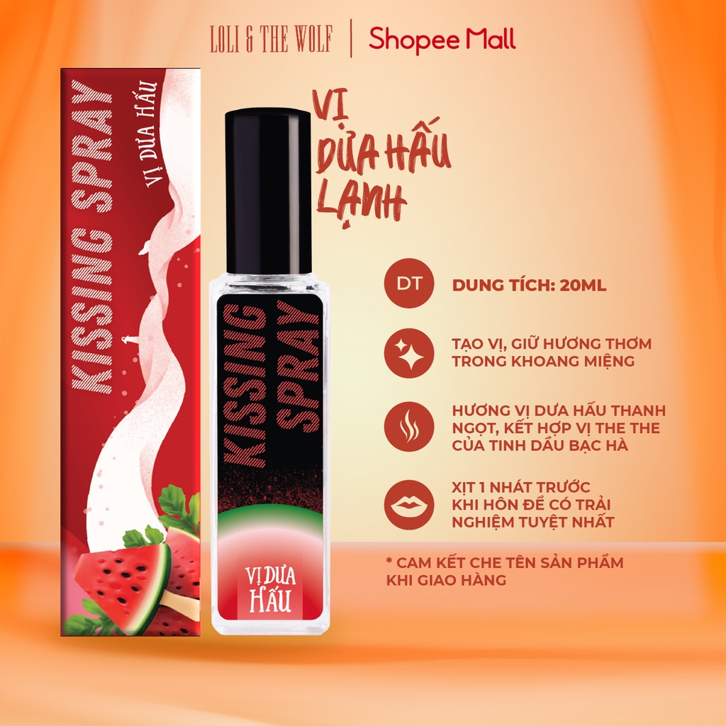 Xịt thơm miệng Kissing Spray Loli The Wolf vị Dưa Hấu lạnh chai 20ml