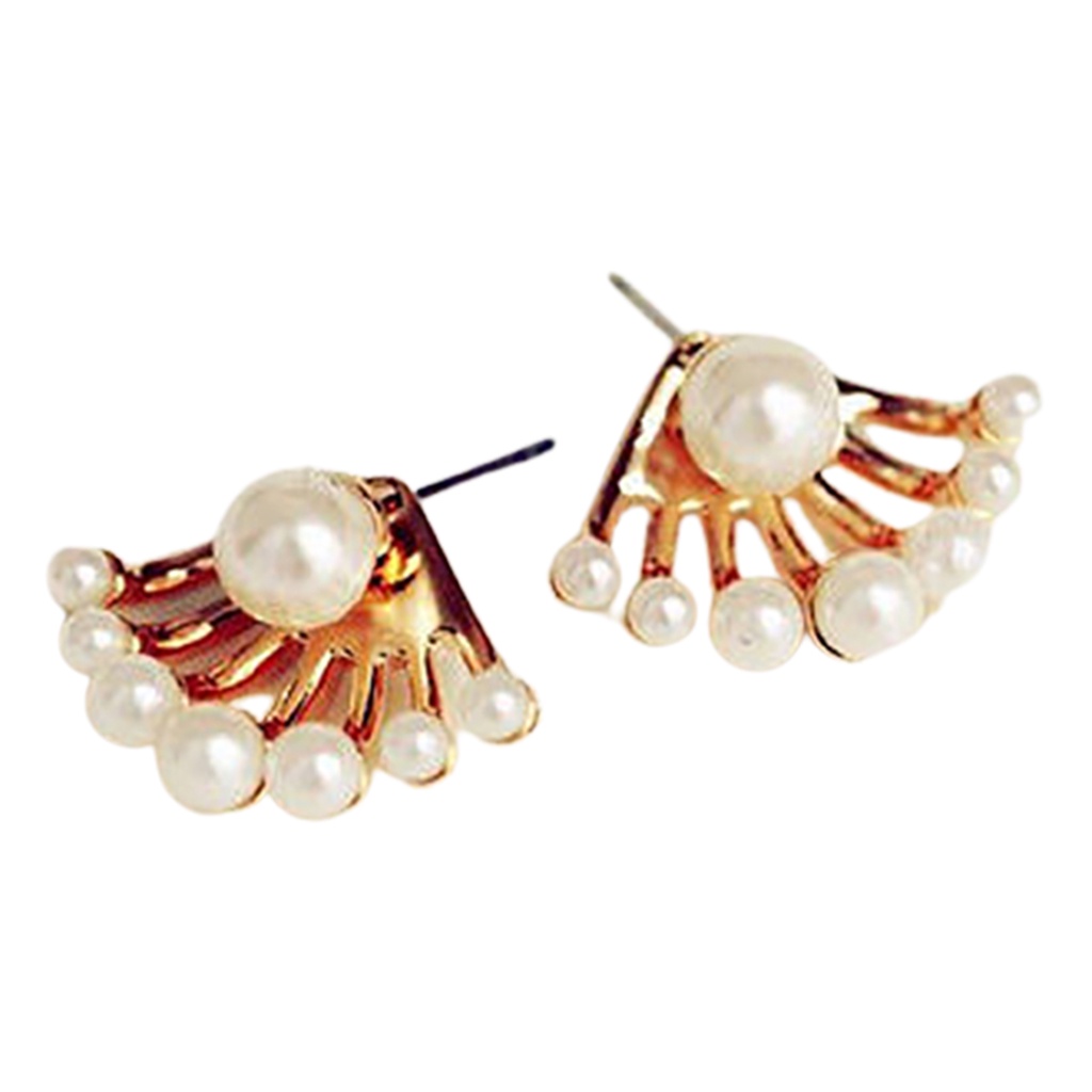 Khuyên tai đính ngọc trai nhân tạo kiểu dáng độc đáo dành cho bạn nữ