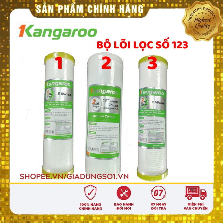 [UY TÍN SỐ 1[MODEL-KG104VTU] BỘ 3 LÕI LỌC KANGAROO 123 DÀNH CHO MODEL KG104VTU - 7 CẤP | GỒM 3 LÕI LỌC KANGAROO SỐ 1-2-3