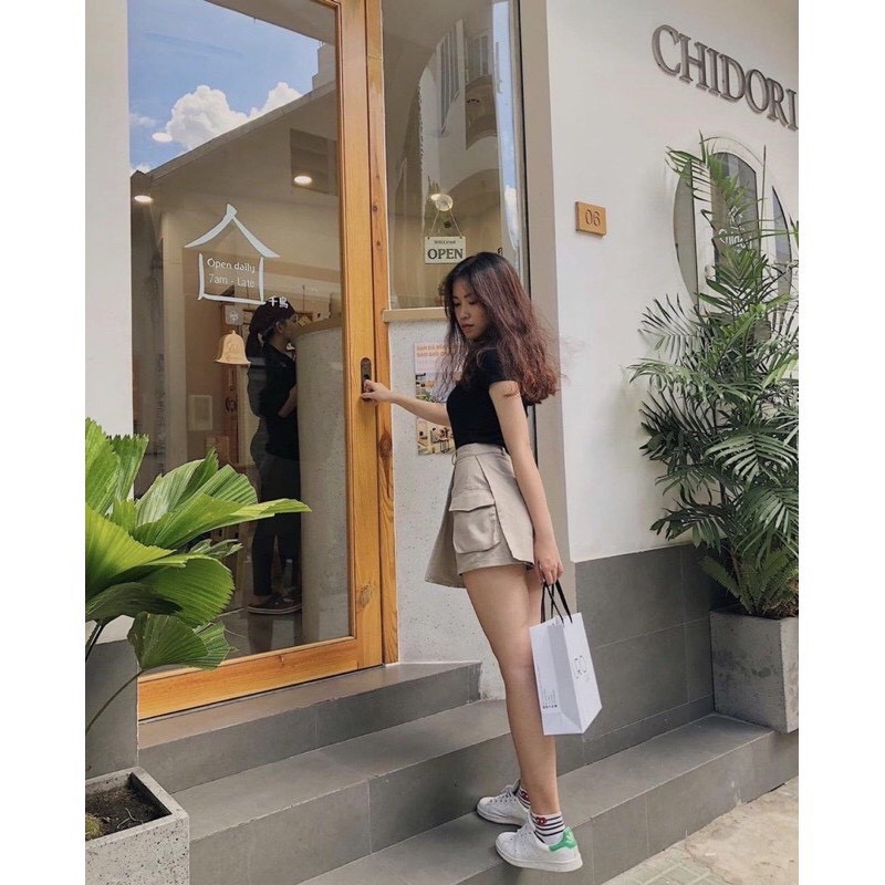 Chân váy kaki xẻ vạt túi hộp 1 bên dáng ngắn thời trang nữ/ Chân váy suông chữ A lệch tà cách điệu ulzzang _kudoshop | BigBuy360 - bigbuy360.vn