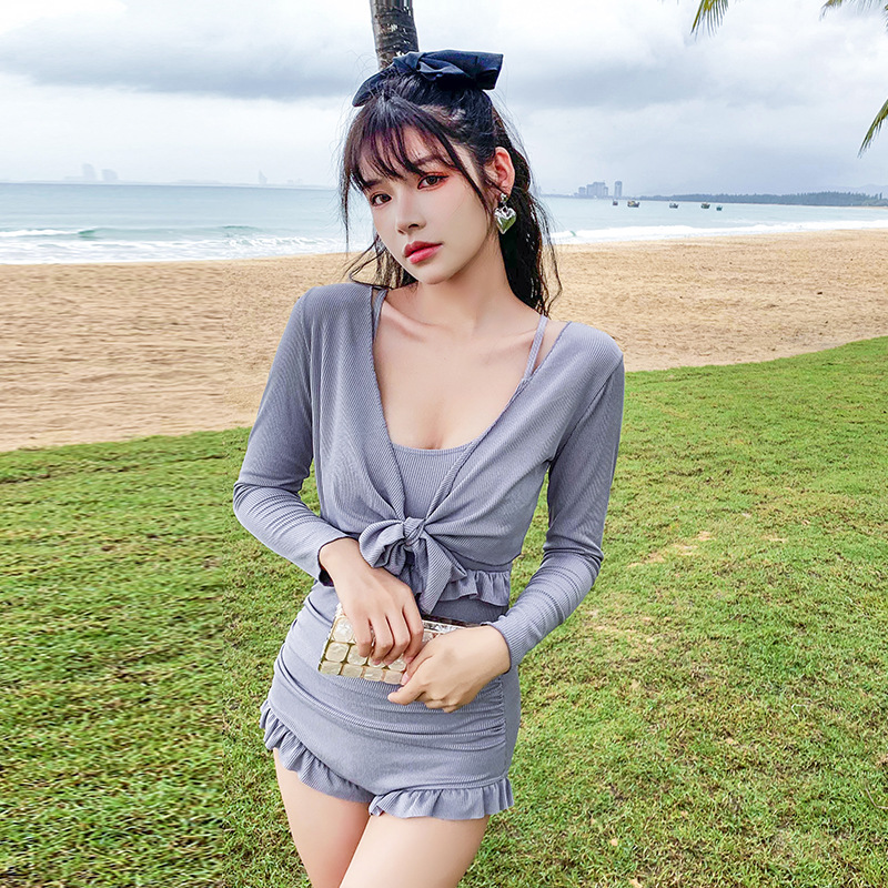 Set đồ bơi 2 mảnh màu trơn thiết kế hở lưng thời trang gợi cảm cho nữ