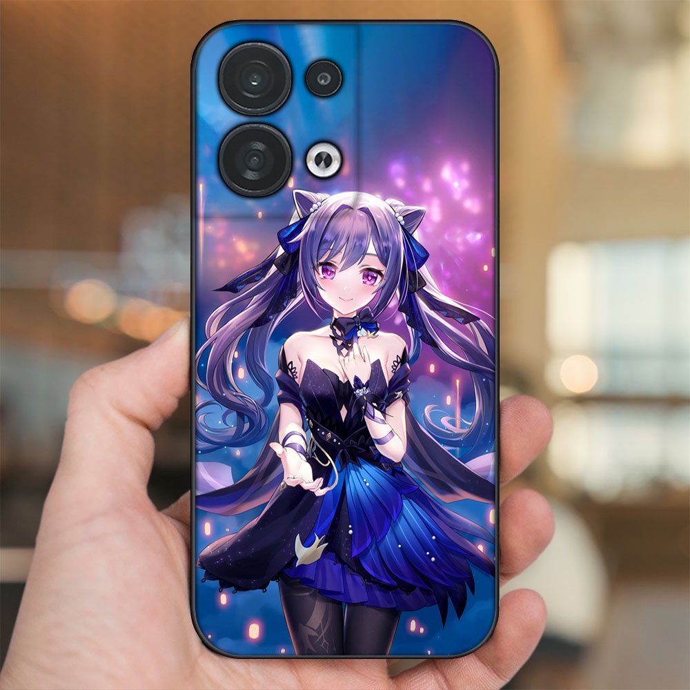 Ốp lưng Oppo Reno 8 5G viền đen in hình Keqing Genshin Impact