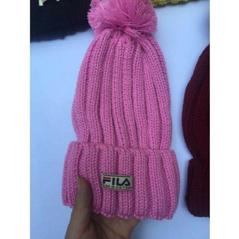 Mũ Len Beanie Gân Quả Bông Nhiều Mầu { Bán Sỉ }
