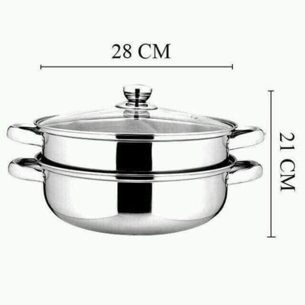 [KHO SỈ] Nồi Hấp 2 Tầng 28cm Đa Năng Siêu Tiện Siêu Rẻ Dùng Được cả bếp từ Bếp Gas