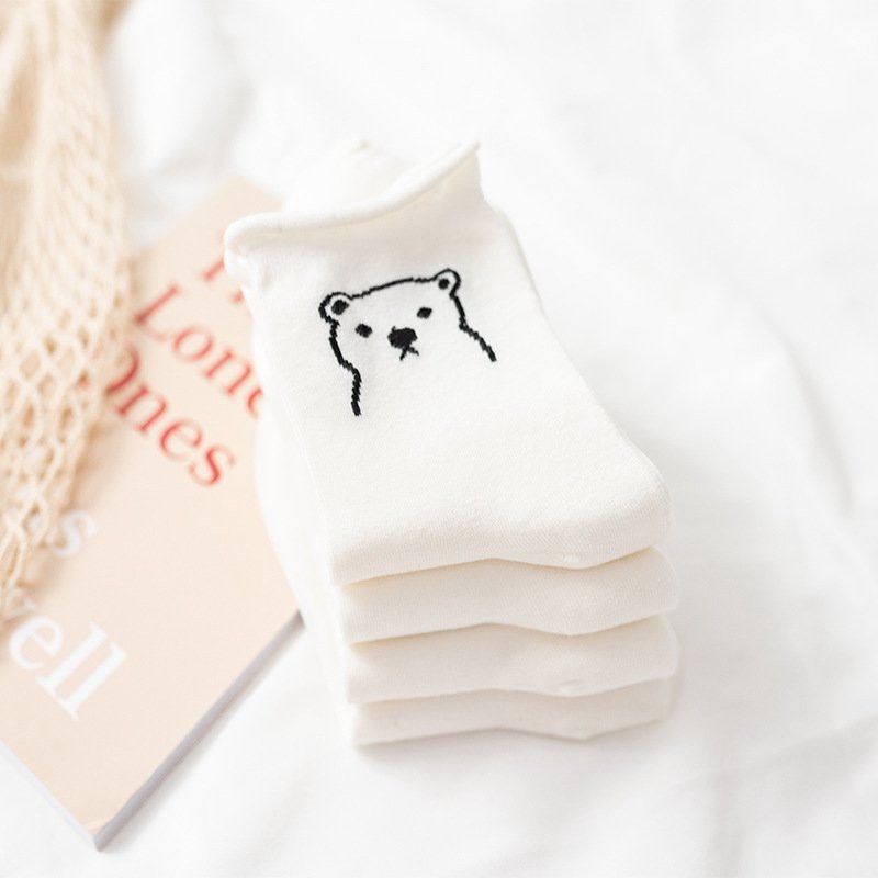 Tất trắng nữ vớ cổ cao Movamo vintage dễ thương vải cotton cao cấp Hàn Quốc TN133