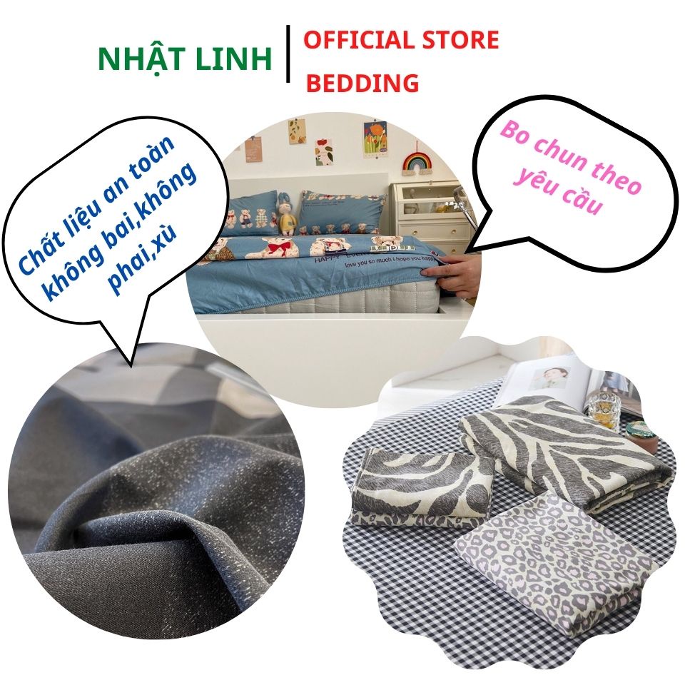 Bộ Ga Giường Vỏ Gối, Bộ drap giường 3 Món M2. M4. M6. M8. cotton 3D Bo Chun Miễn Phí