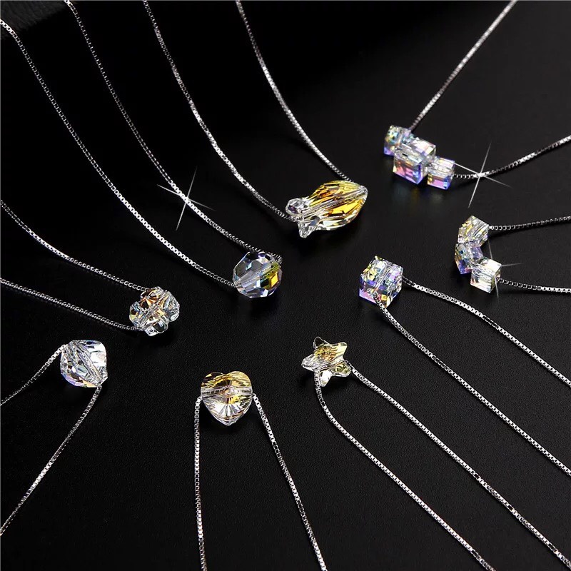 Dây chuyền nữ bạc Ý S925 MiASJ thời trang kèm mặt đá pha lê cao cấp DM0008