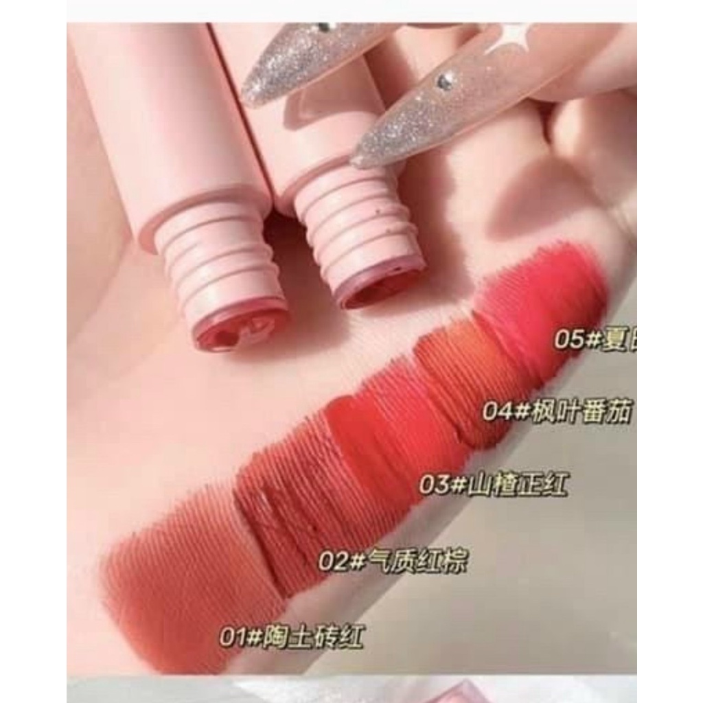 [CHÍNH HÃNG]Set 5 Cây Son Leaduu Pig Matte Bộ Son Bóng Màu Hồng Siêu Xinh