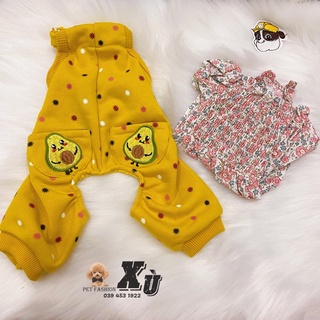 Jum/yếm nhúng thun hoạ tiết hoa mùa xuân cho thú cưng