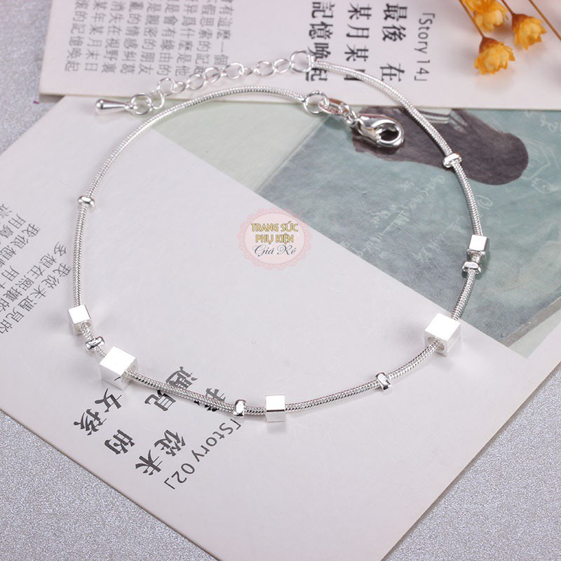 Lắc chân nữ S925 hình khối vuông LC16