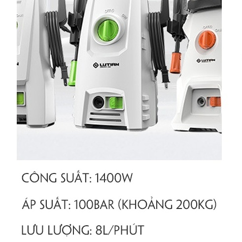 Máy rửa xe mini cao áp LUTIAN 1400W, Máy rửa xe cầm tay, tưới cây, vệ sinh nhà cửa, ô tô, xe máy