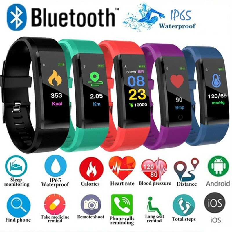 115 Plus Smart Watch Life Waterproof Heart Rate Monitor Outdoor Fitness Tracker Smartwatches For IOS Android