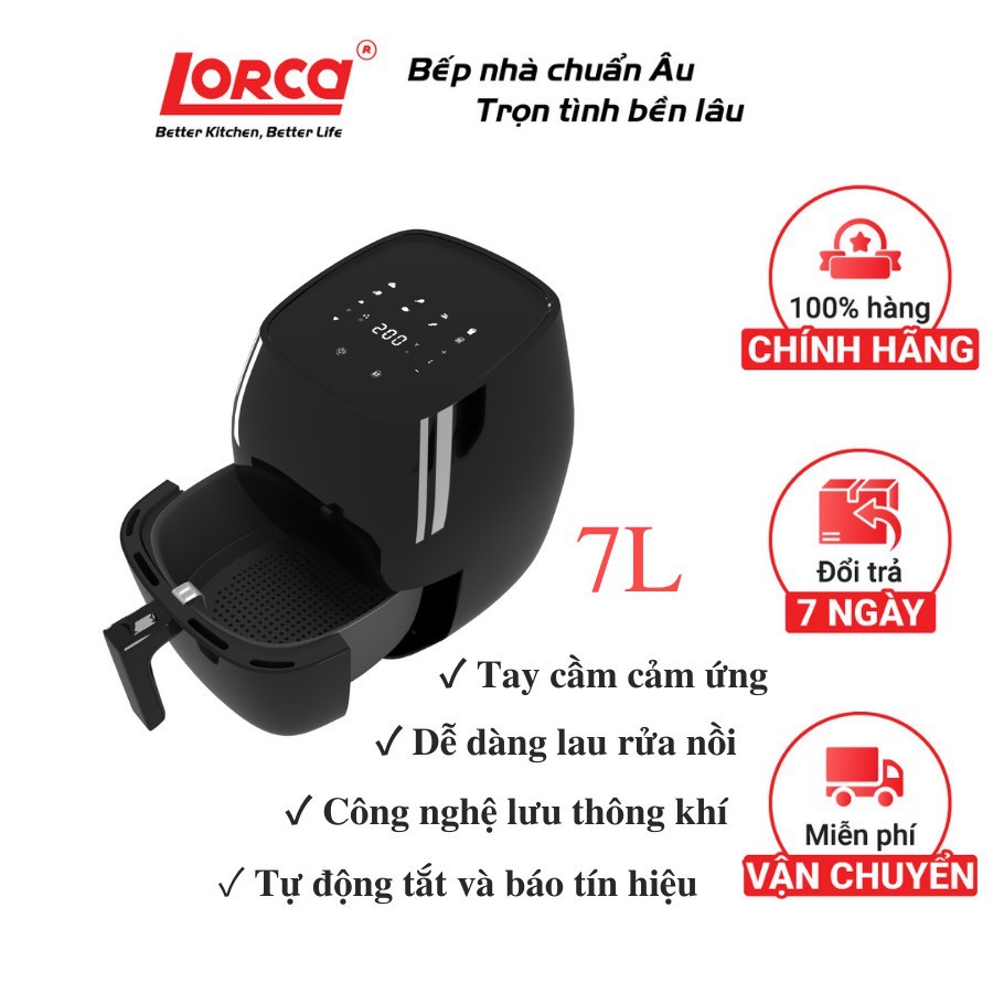 [Mã 44ELSALE2 giảm 7% đơn 300K] Nồi chiên không dầu Lorca TA 6003 dung tích 7 lít - Bảo hành 1 năm