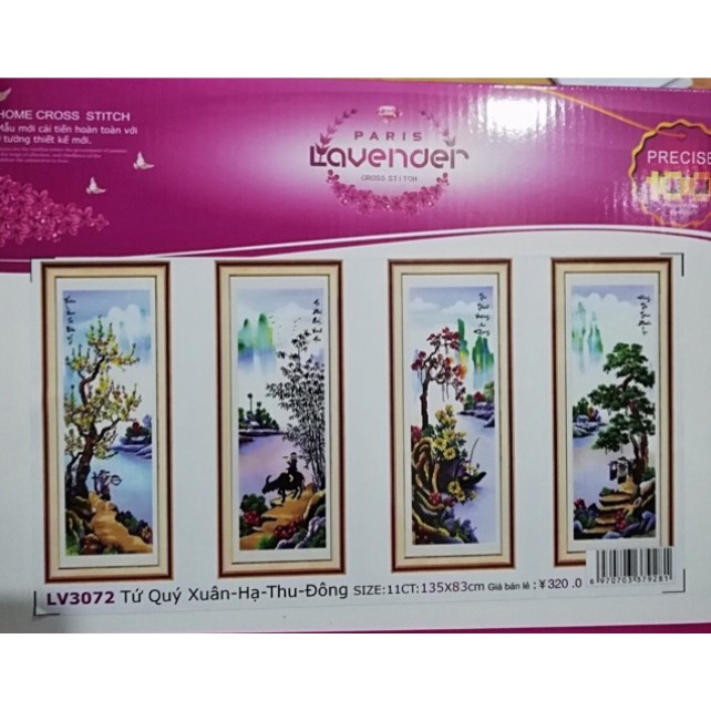 TRANH THÊU CHỮ THẬP TỨ QUÝ LV3072135*83 - THÊU 3D- KHÁCH TỰ THÊU