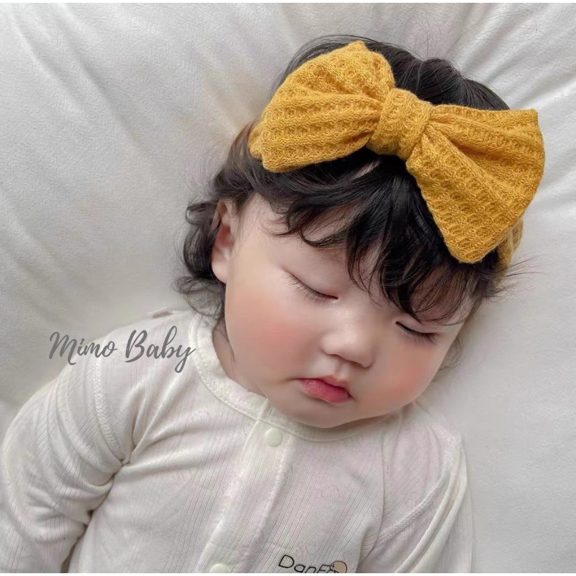 Băng đô bản to chất cotton len, turban đính nơ xinh xắn cho bé gái BD71 Mimo Baby