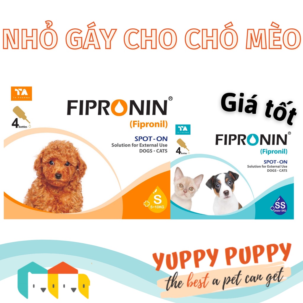 Fipronin (CHÓ MÈO từ 1-10kg)  nhỏ gáy trị ve rận cho chó mèo/ thú cảnh