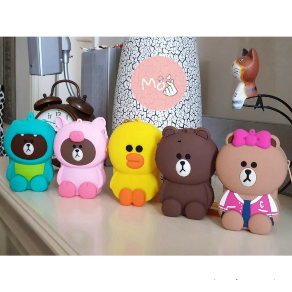 Móc khóa Gấu Brown Line Friend silicone