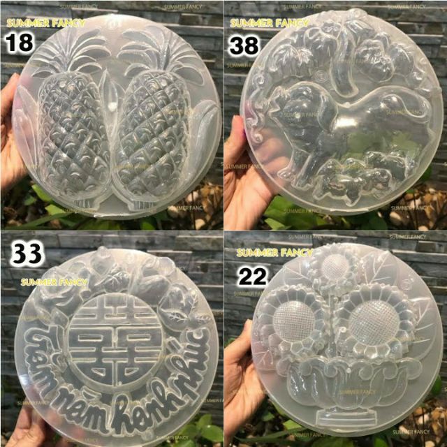 (60 mẫu) Khuôn 20cm rau câu, thạch hình trái cây trung thu plastic round heart cake mold