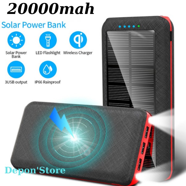 {Lỗi 1 Đỗi 1} Sạc Dự Phòng,Sạc Năng Lượng Mặt Trời,Sạc Đa Năng Solar Power Bank ,Tự Nạp Pin Khi Có Ánh Sáng