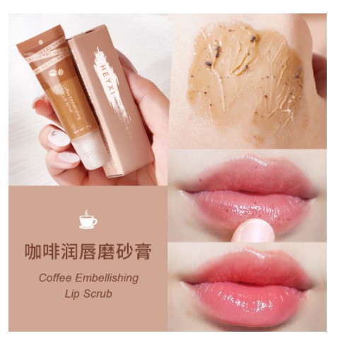 Tẩy da chết môi Heyxi Cafe 15G giúp dưỡng ẩm và hồng môi Princess Beauty