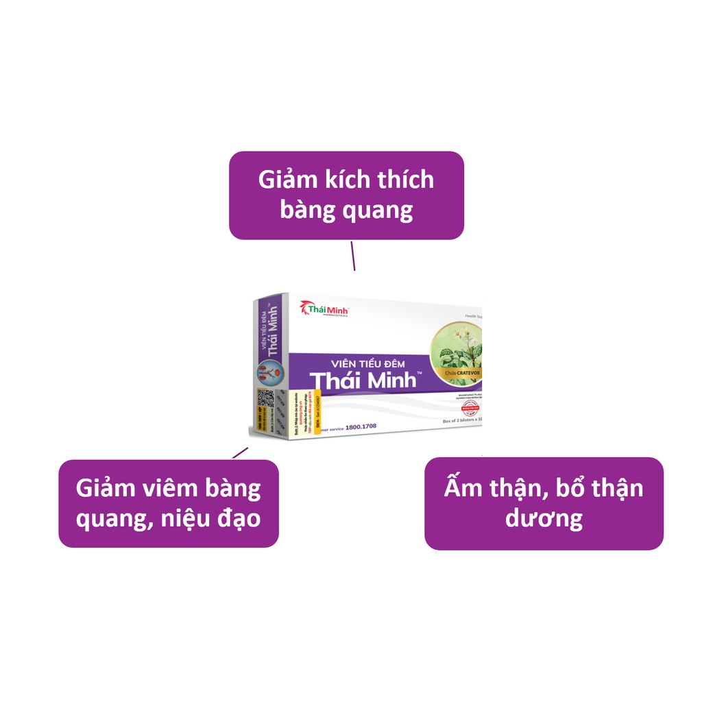 (CHÍNH HÃNG-TÍCH ĐIỂM) Viên tiểu đêm Thái Minh, giảm tiểu đêm, tiểu nhiều lần, tiểu rắt, tiểu buốt...