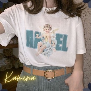 Áo thun nữ ANGER thiên thần cộc tay KAMINA - Áo phông suông vải cotton, big sizze thời trang AT633