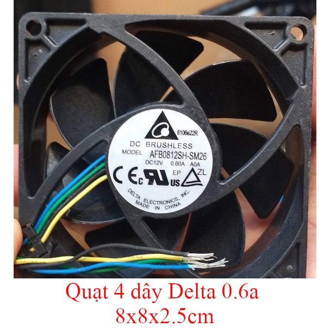 Fan quạt 8cm siêu mạnh tản nhiệt máy tính hiệu DELTA, FOXCONN, AVC dòng 12v, ampe 0.6 đến 0.7a, hàng tháo máy Server