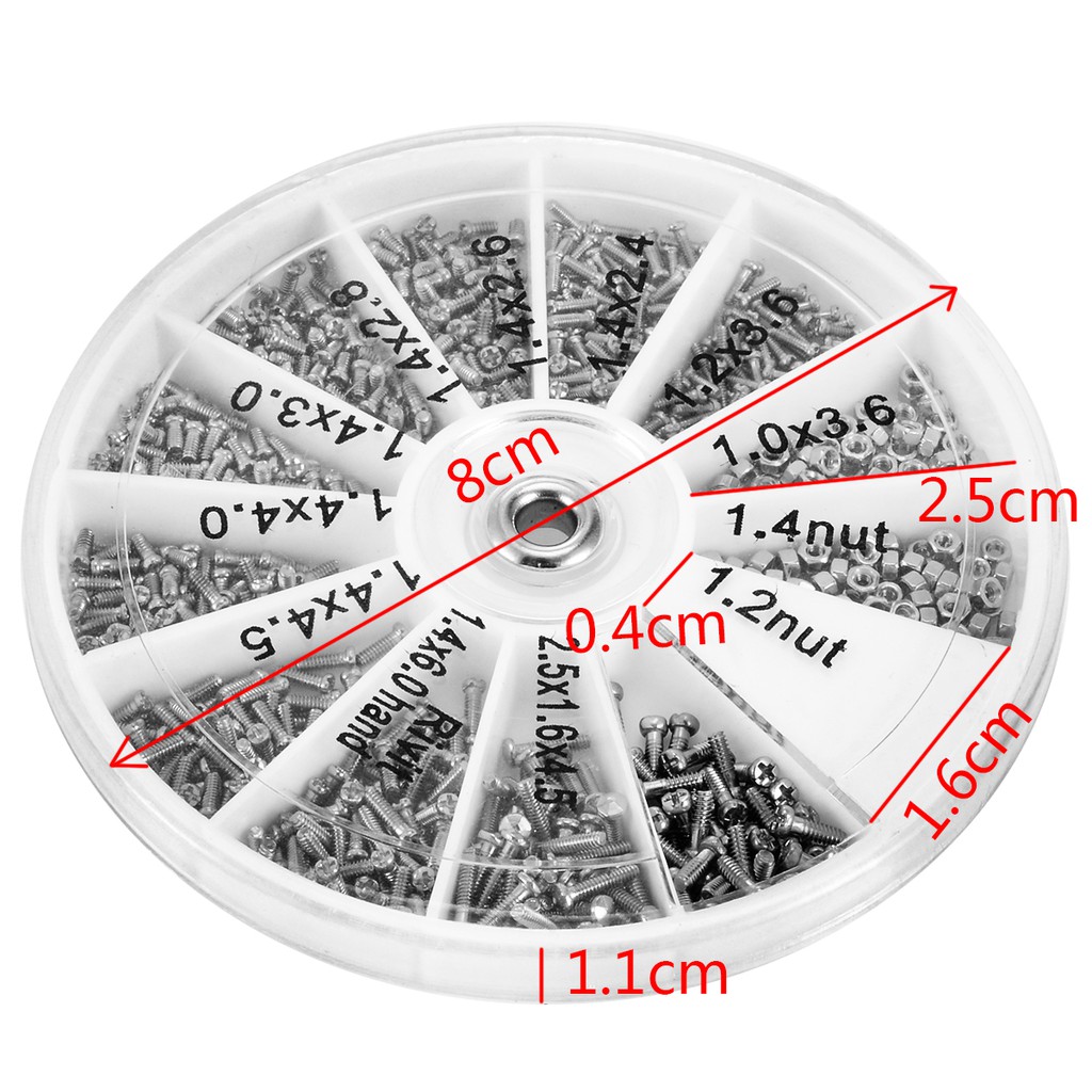 Bộ 600 Ốc Vít 12 Loại Chuyên Dụng M1 M1.2 M1.4 M1.6