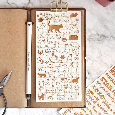 bronzing cat sticker diary sticker gold leaf notebook decoration