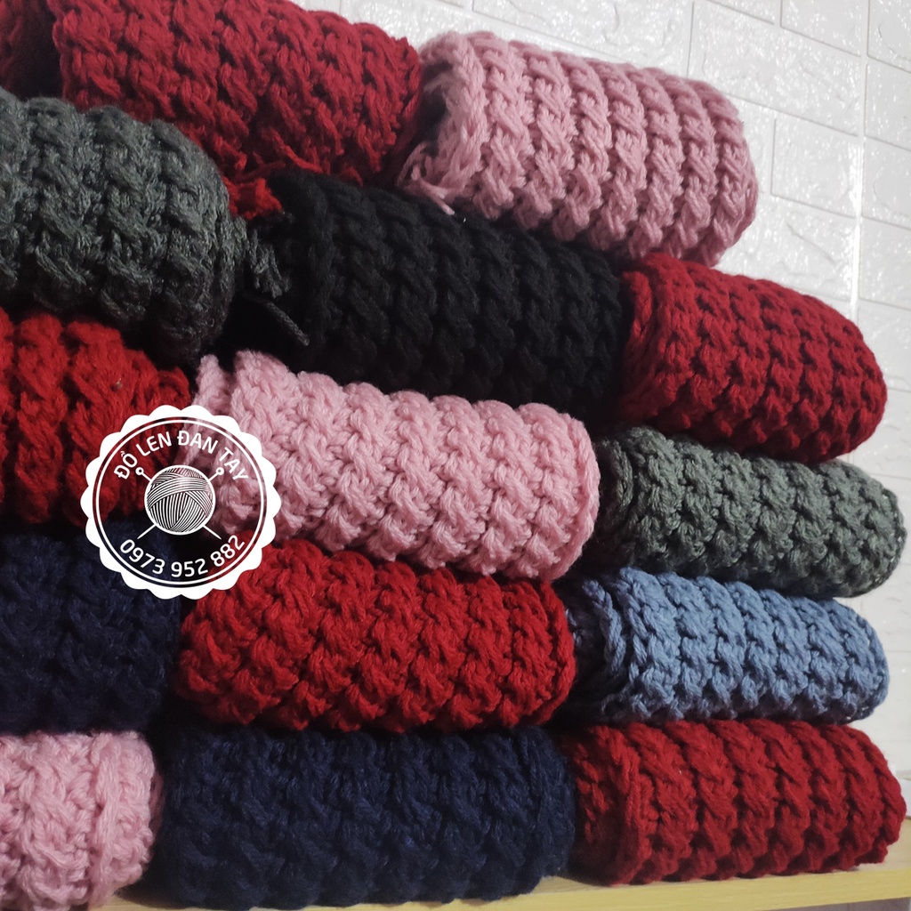 Khăn len đan tay vặn thừng 2 mặt giống nhau - Quà tặng handmade phù hợp cho cả nam và nữ