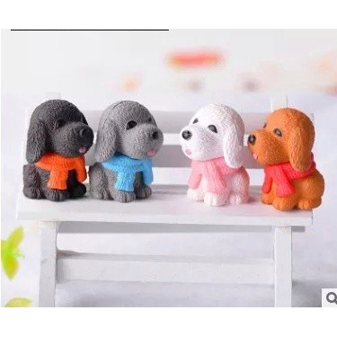 Phụ Kiện Tiểu Cảnh - Chú Cún Choàng Khăn Trang Trí Chậu Cây, Sen Đá, Cây Cảnh Bonsai