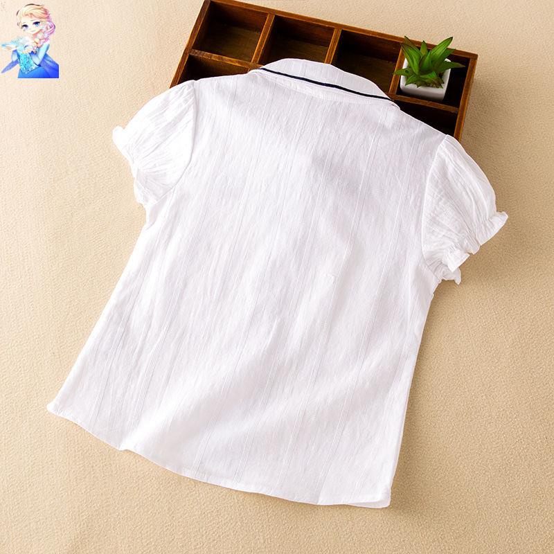 Áo Sơ Mi Trắng Tay Ngắn 2022 Thời Trang Hàn Quốc Cho Bé Gái