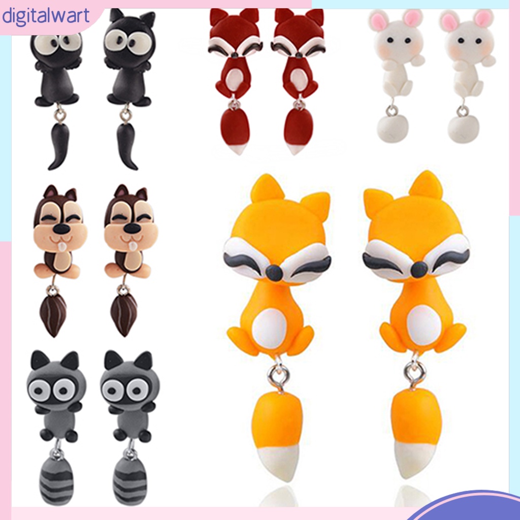 Dg✌❤ Bông Tai Hình Thú Hoạt Hình Bằng Đất Sét Polymer Handmade