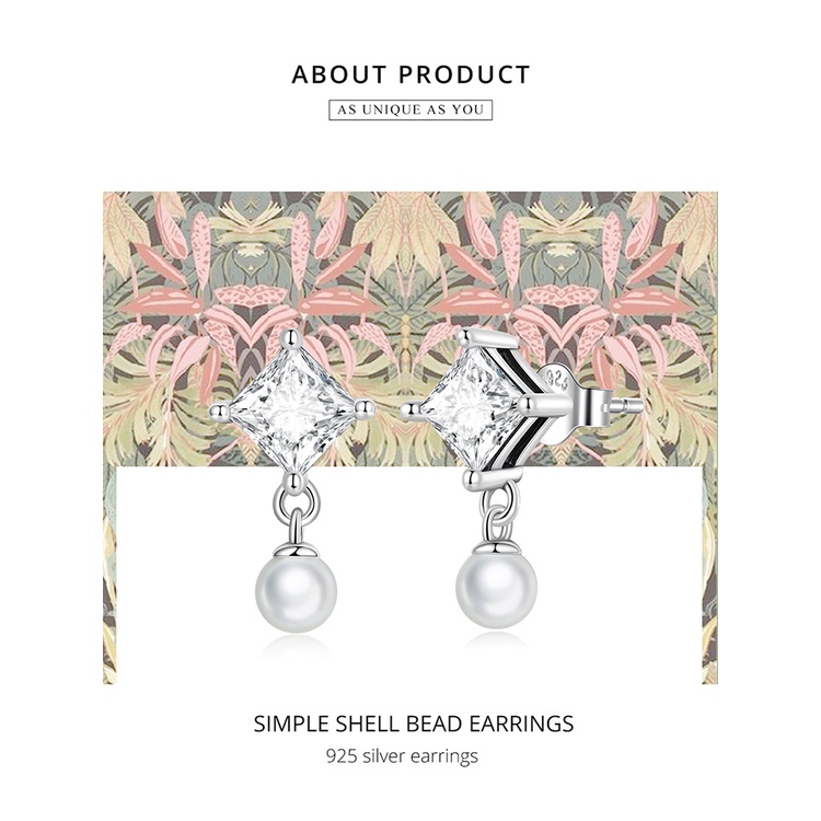 Bông tai BAMOER Bạc 925 đính đá zircon nhân tạo xinh xắn