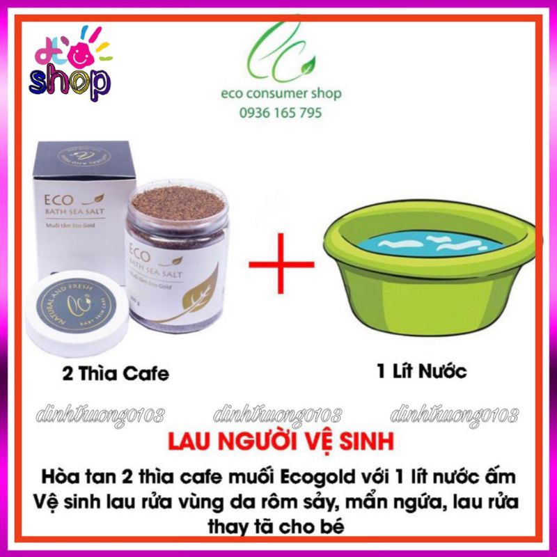 [2 HỘP] MUỐI TẮM BÉ ECO GOLD 400G -Làm sạch da, an toán cho da nhạy cảm- MUỐI TẮM THẢO DƯỢC ECO GOLD - TẶNG cốc