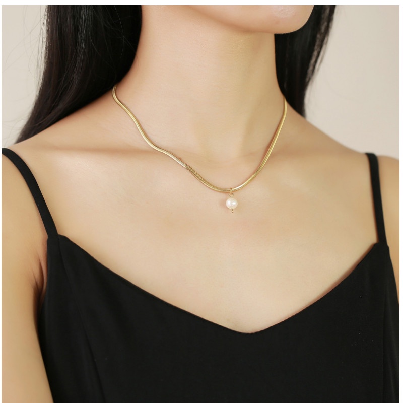 Dây Chuyền Mì Mặt Trái Châu Titan Ko Đen TT 4223