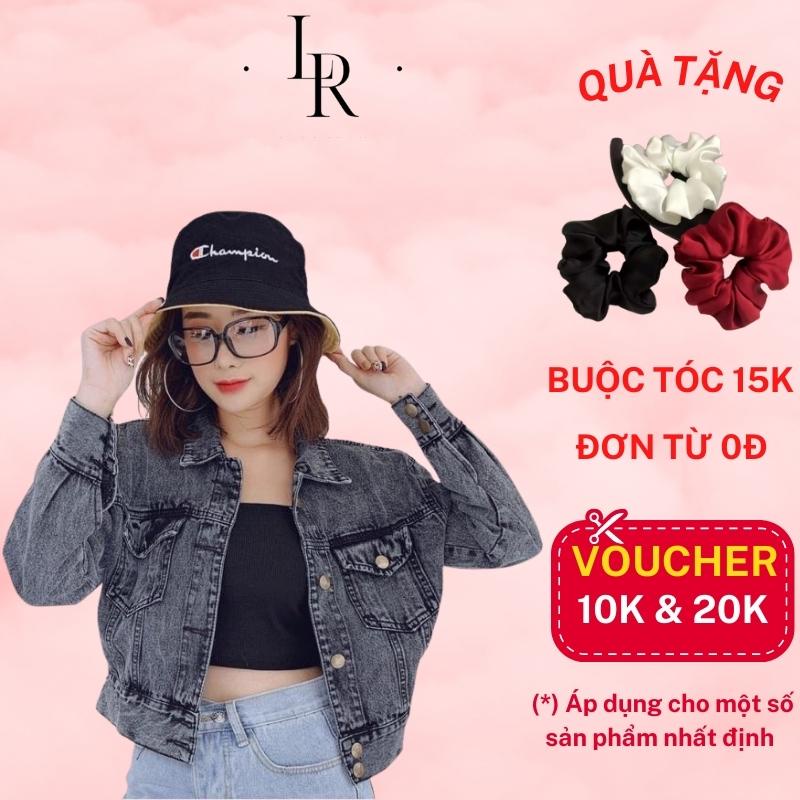 Áo khoác jean nữ croptop FENG màu xám tro, áo khoác bò form ngắn cực cá tính, sexy cho bạn nữ từ 40-60kg - LARI JEAN