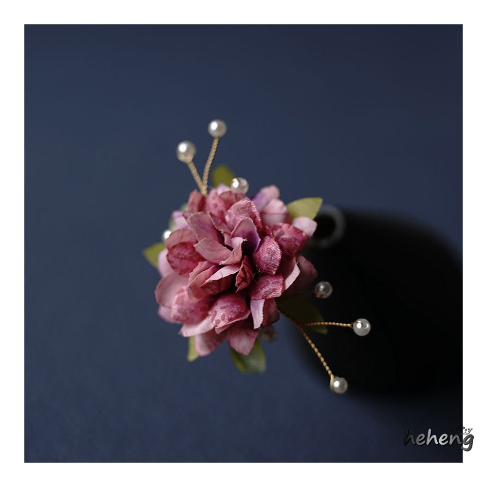 Trâm Cài Tóc Chữ U Bằng Vải Lụa Hình Hoa Mẫu Đơn Phong Cách Trung Quốc