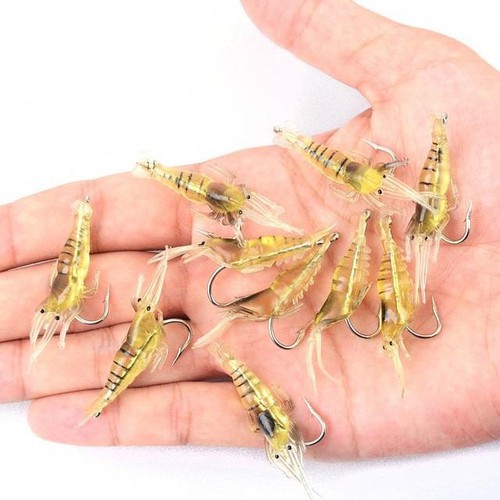 Mồi câu lure tôm giả 10 con kích thước 4cm