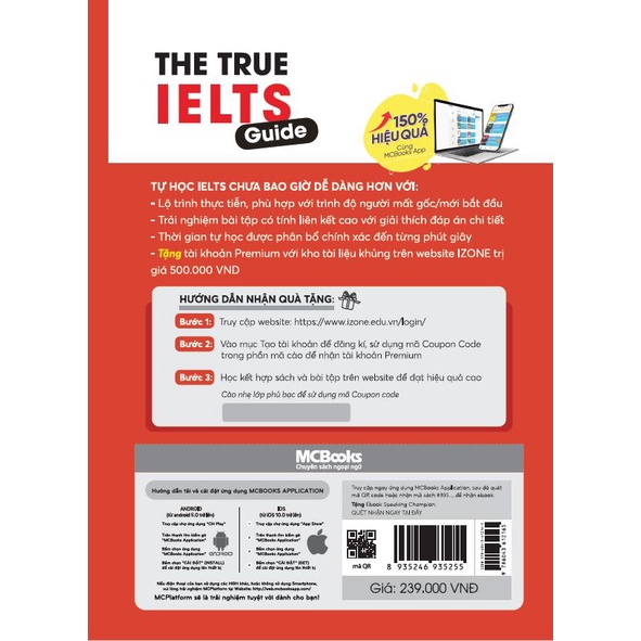 Sách - The True Ielts Guide - Cẩm nang hướng dẫn tự học IELTS chuẩn cho người mới bắt đầu - Tặng tài khoản học tập