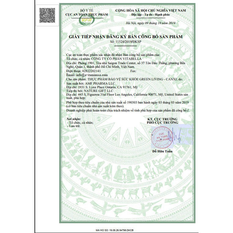 Thực phẩm hỗ trợ bổ sung canxi Green Living Canxi