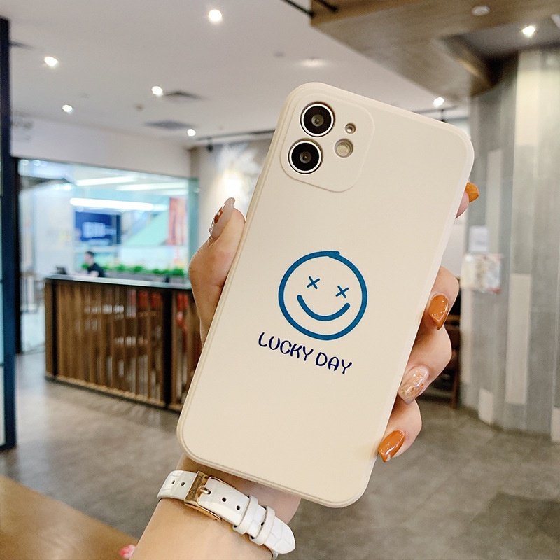 Ốp lưng iphone cạnh vuông Mặt cười lucky day dành cho ip 6 đến 14promax - e231