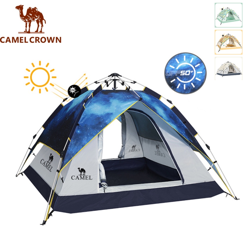 Lều dã ngoại CAMEL CROWN thiết kế hai lớp chống nắng mưa tự động có thể gấp gọn cho 3-4 người tiện dụng