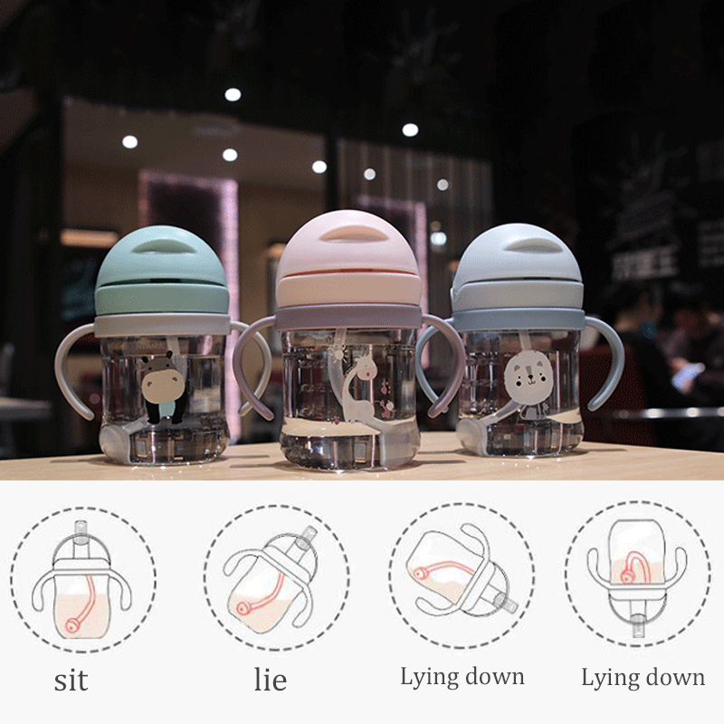 Bình Đựng Nước Uống Kèm Ống Hút Dung Tích 300ml Dễ Thương Dành Cho Bé