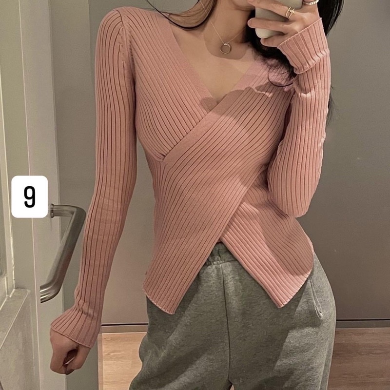 Áo len tăm body vạt chéo hàng QC | BigBuy360 - bigbuy360.vn