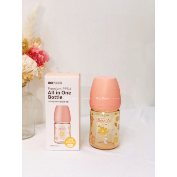Bình sữa Moyuum hoạ tiết hoa cúc_ Daisy Edition_170ml/270ml núm chọn size free