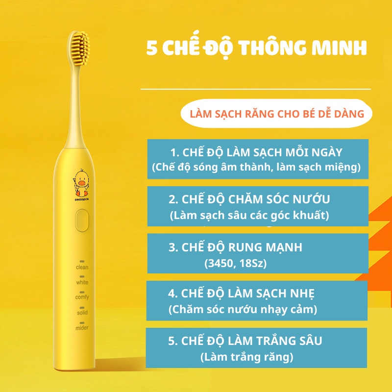 Bàn chải điện cho bé, bàn chải đánh răng điện cho bé SONIC - giúp bé vệ sinh răng miệng hiệu quả